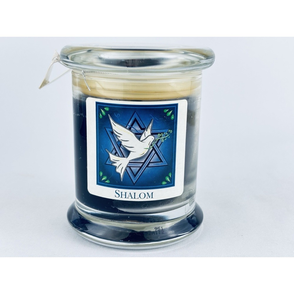 Vintage Time & Again Art Candle Ganz - Shalom -  Blue‎ Jar